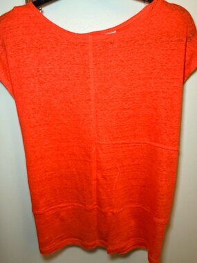 ✨ Sigrid Olsen Linen Top – Orange – Short Sleeve – Lightweight – Size M ✨